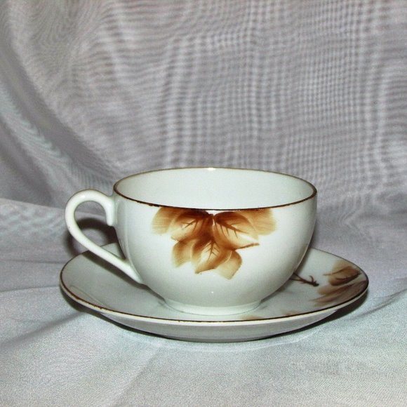 1940's Teacup Occupied Japan Hand Painted Cup & Saucer Brown Rose Vintage Boho - Picture 5 of 8